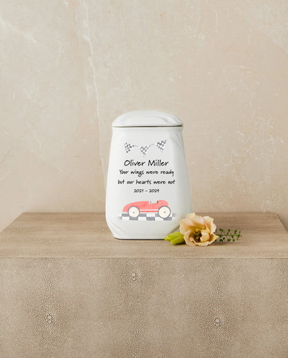 Red Race Car Theme Cremation Urn