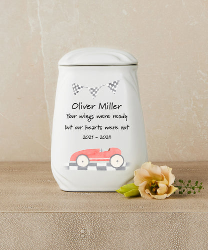 Red Race Car Theme Cremation Urn