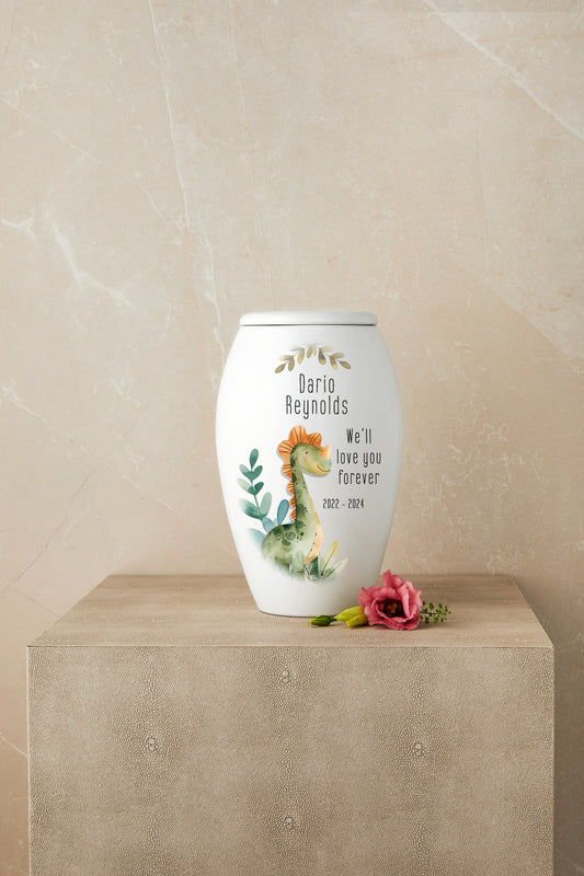 Tiny Tails (Dinosaur Theme) Cremation Urn