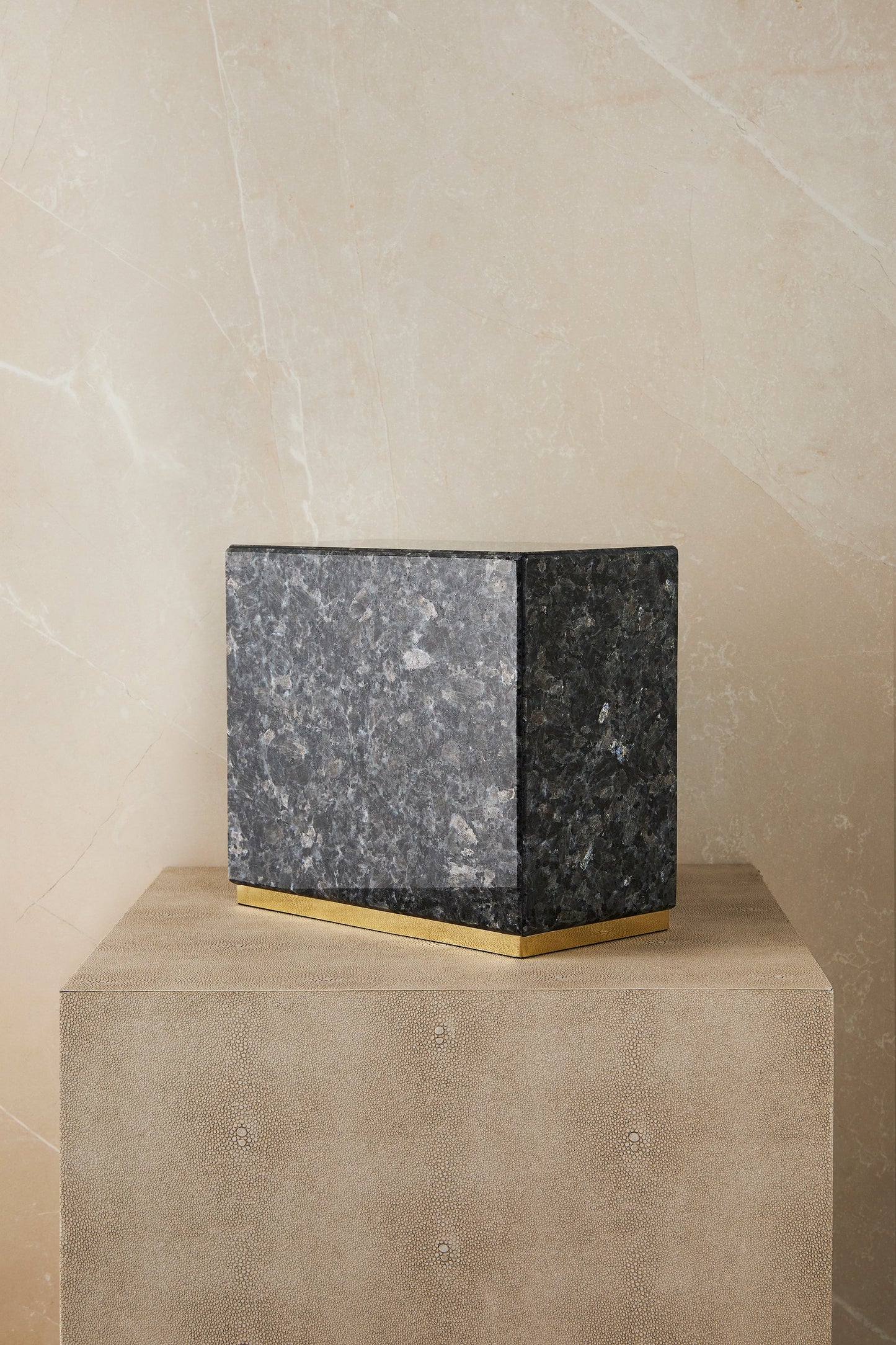 Blue Pearl Marble Calla and Rose Cremation Urn
