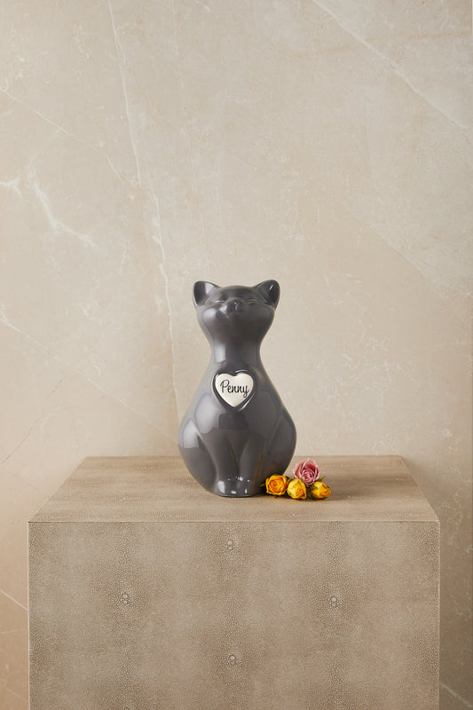 Personalized Grey Cat - Cremation Urn