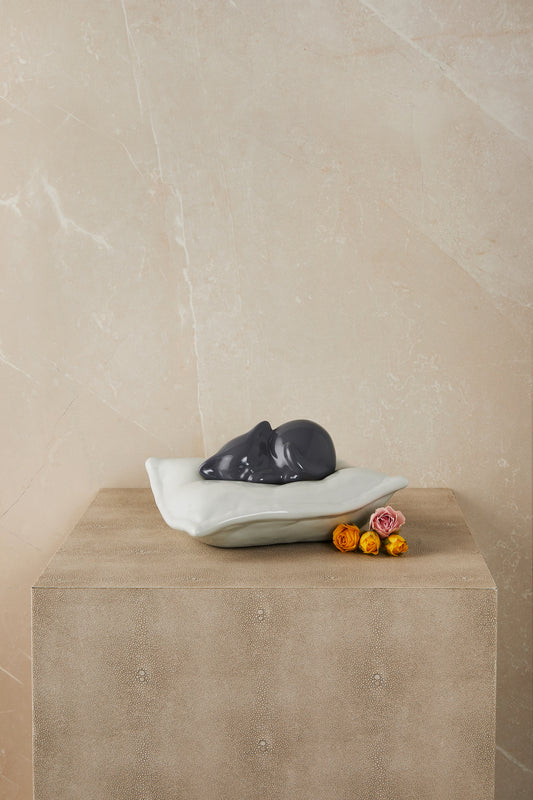 Grey Cat - Cremation Urn Not customizable