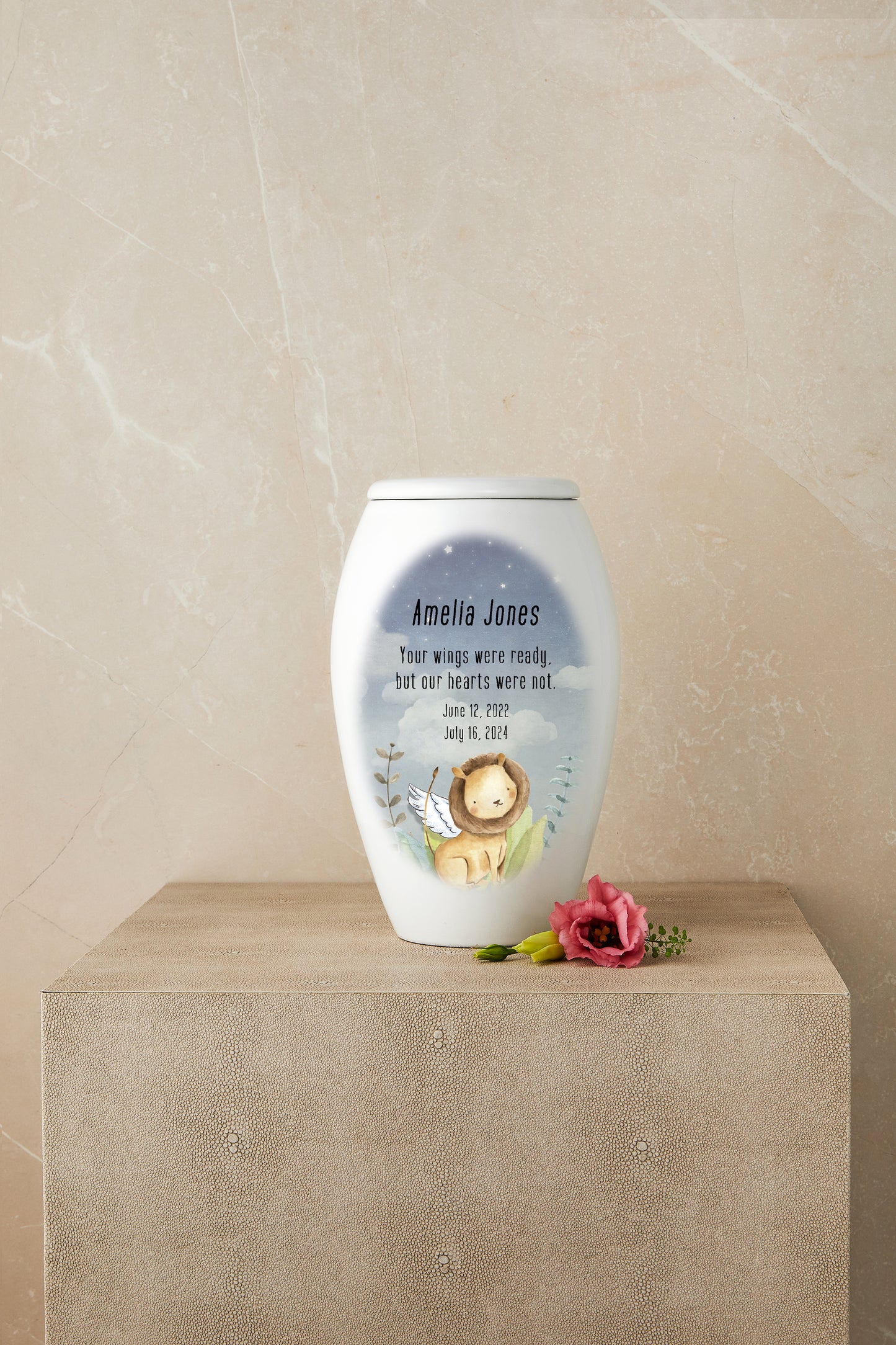 Tiny Heart, Mighty Roar (Lion Theme) Cremation Urn