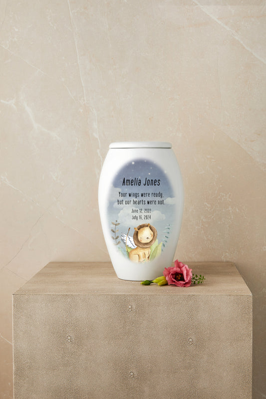 Tiny Heart, Mighty Roar (Lion Theme) Cremation Urn