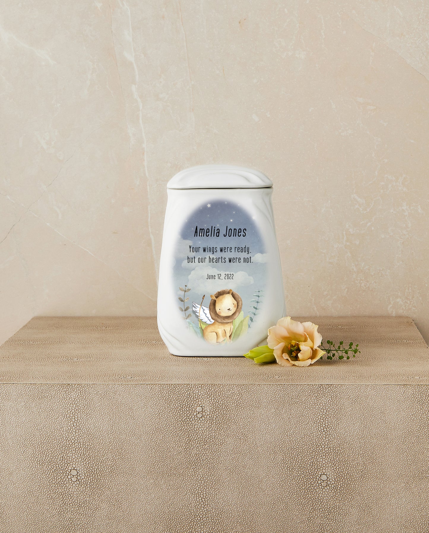 Tiny Heart, Mighty Roar (Lion Theme) Cremation Urn