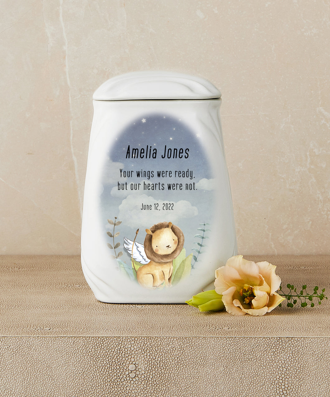 Tiny Heart, Mighty Roar (Lion Theme) Cremation Urn