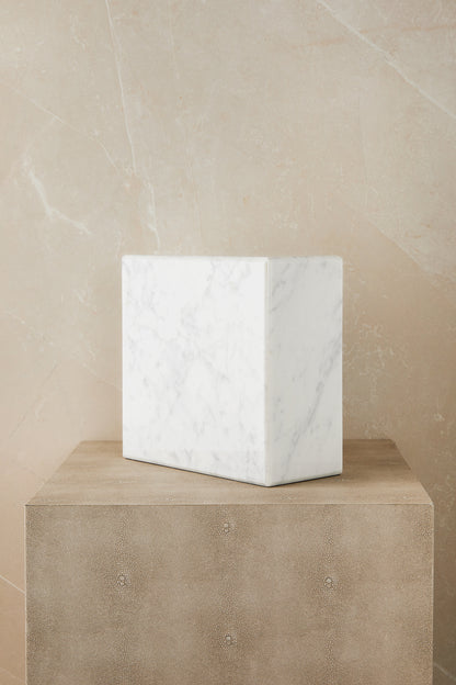 White Marble Breast Cancer Cremation Urn