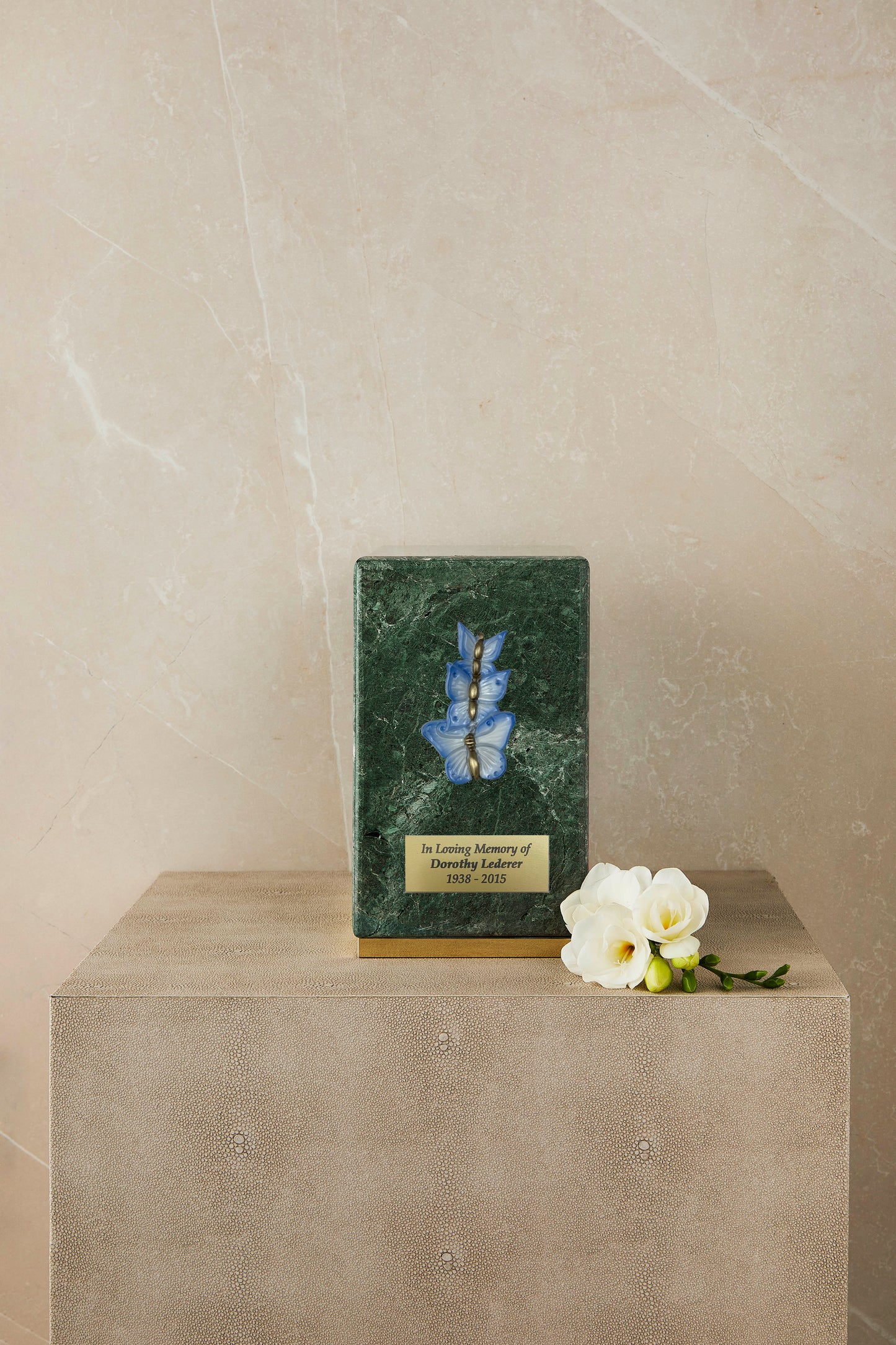 Green Marble Butterfly Cremation Urn
