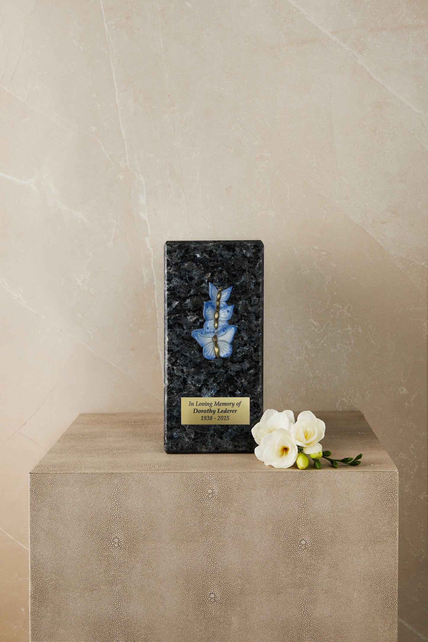 Blue Marble Butterfly Cremation Urn