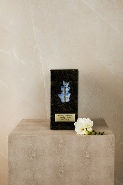 Peacock Marble Butterfly Cremation Urn