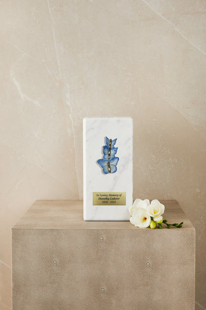 White Marble Butterfly Cremation Urn