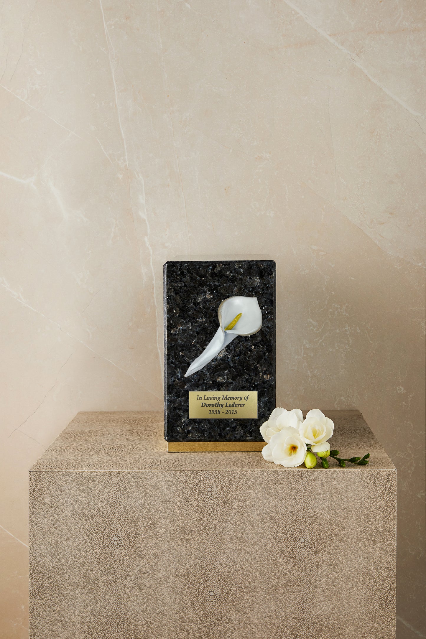 Blue Pearl Marble Calla Cremation Urn