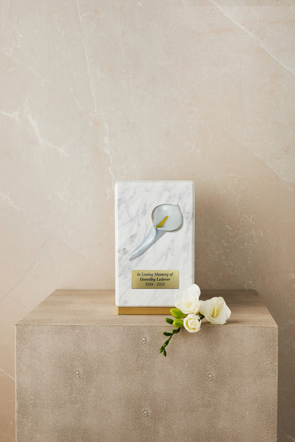White Marble Calla Cremation Urn