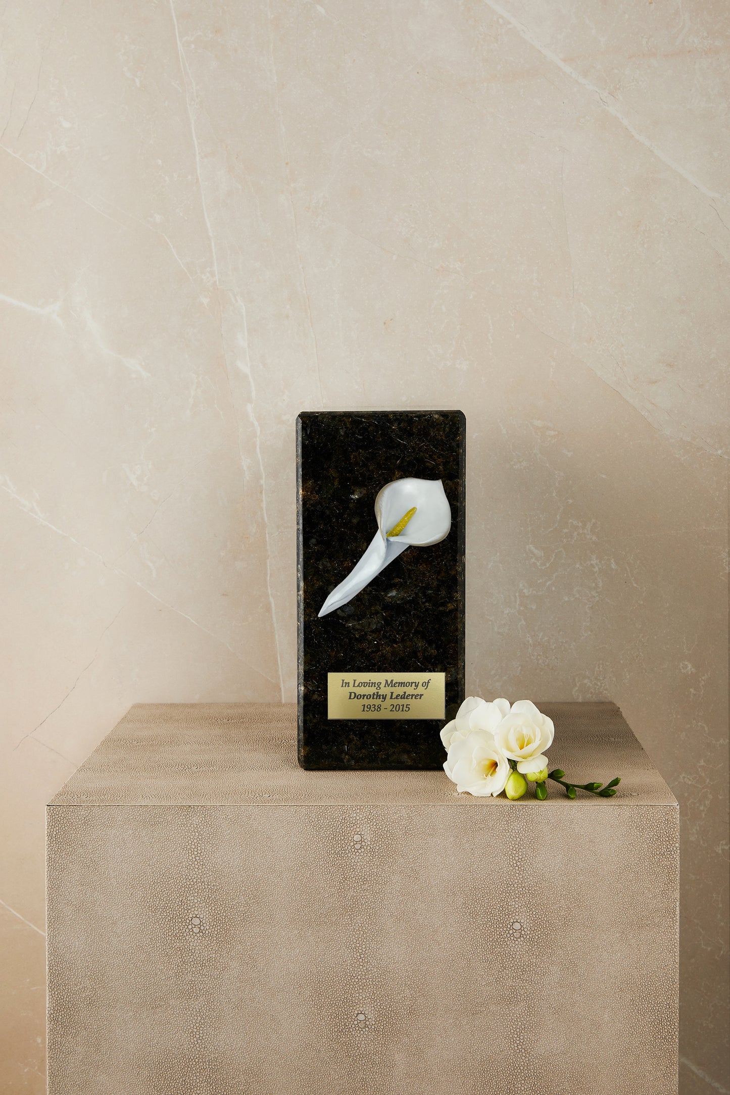 Peacock Marble Calla Cremation Urn