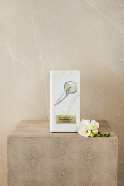 White Marble Calla Cremation Urn