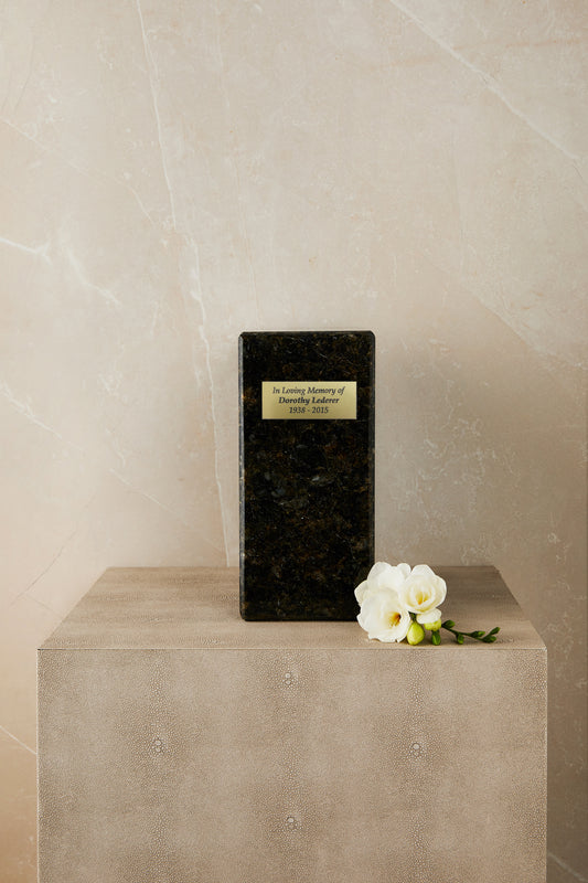 Peacock Color Marble Cremation Urn