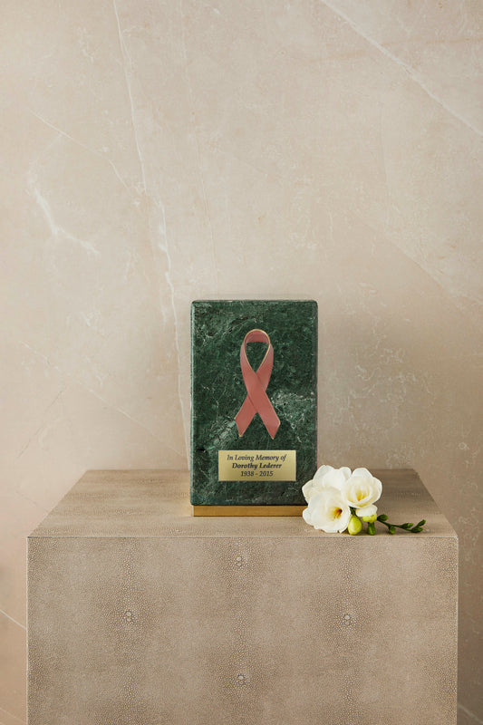 Green Marble Breast Cancer Cremation Urn