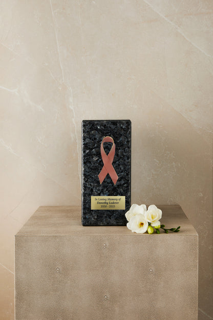 Blue Marble Breast Cancer Cremation Urn