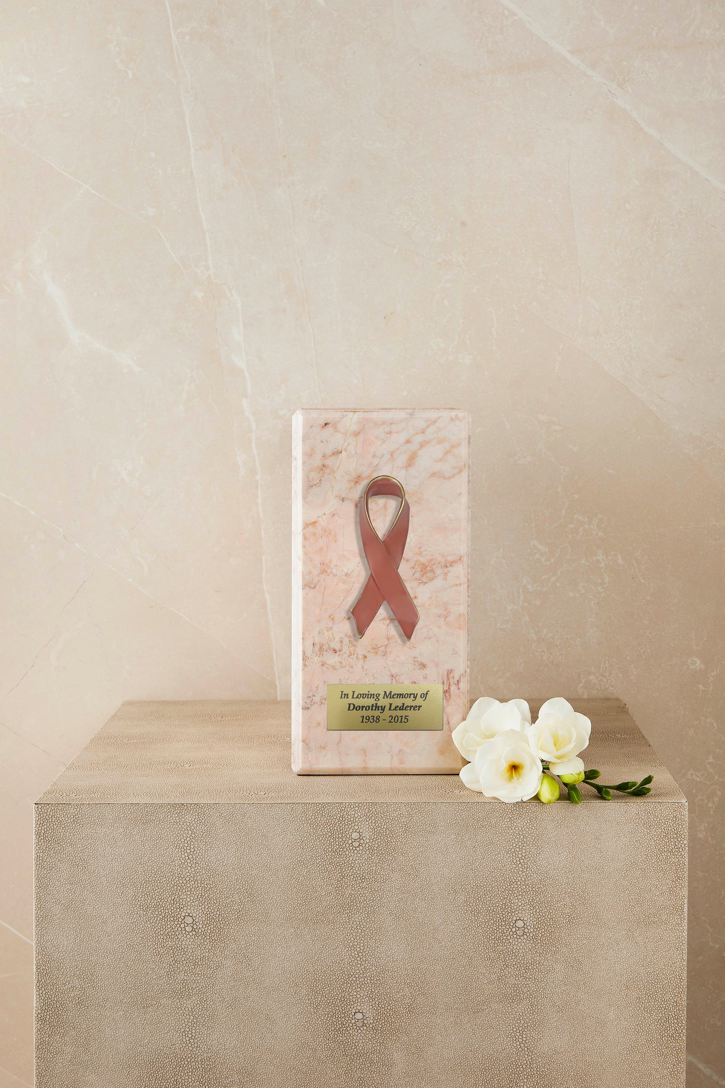 Pink Marble Breast Cancer Cremation Urn