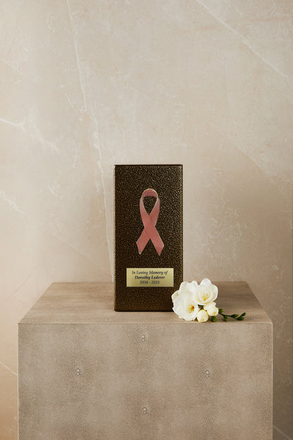 Breast Cancer Ribbon Gold Metal Based Cremation Urn