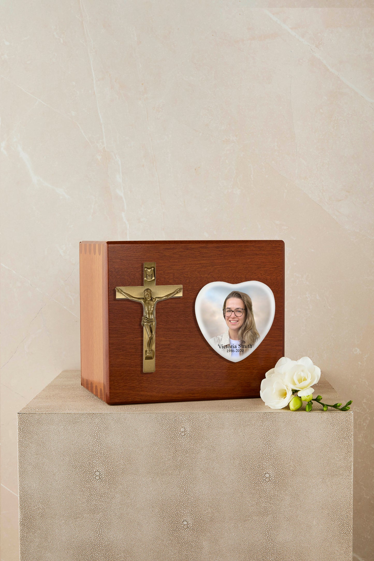 Religious Cross Wooden Cremation Urn
