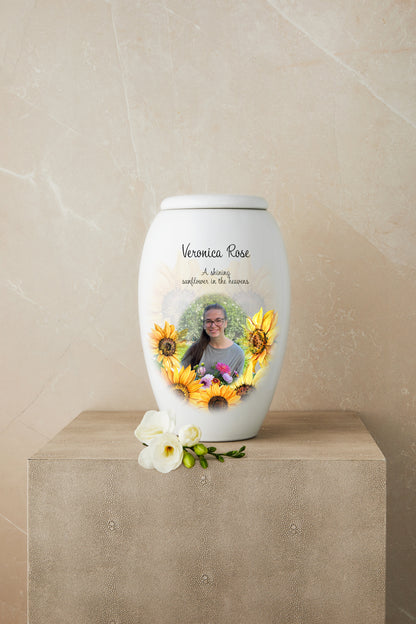 Personalized Sunflower Cremation Urn