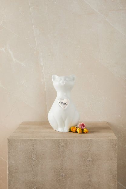 Personalized White Cat - Cremation Urn