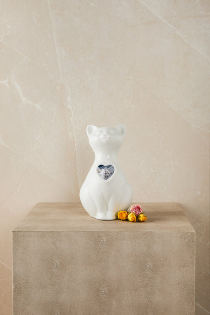 Personalized White Cat - Cremation Urn