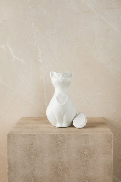 Personalized White Cat - Cremation Urn